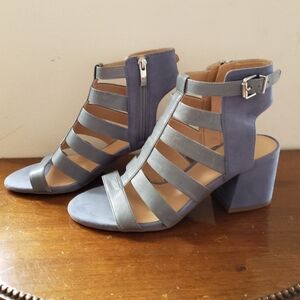 NEW Franco Sarto Leather Gladiator/Cage Sandals, Light Blue, 7.5